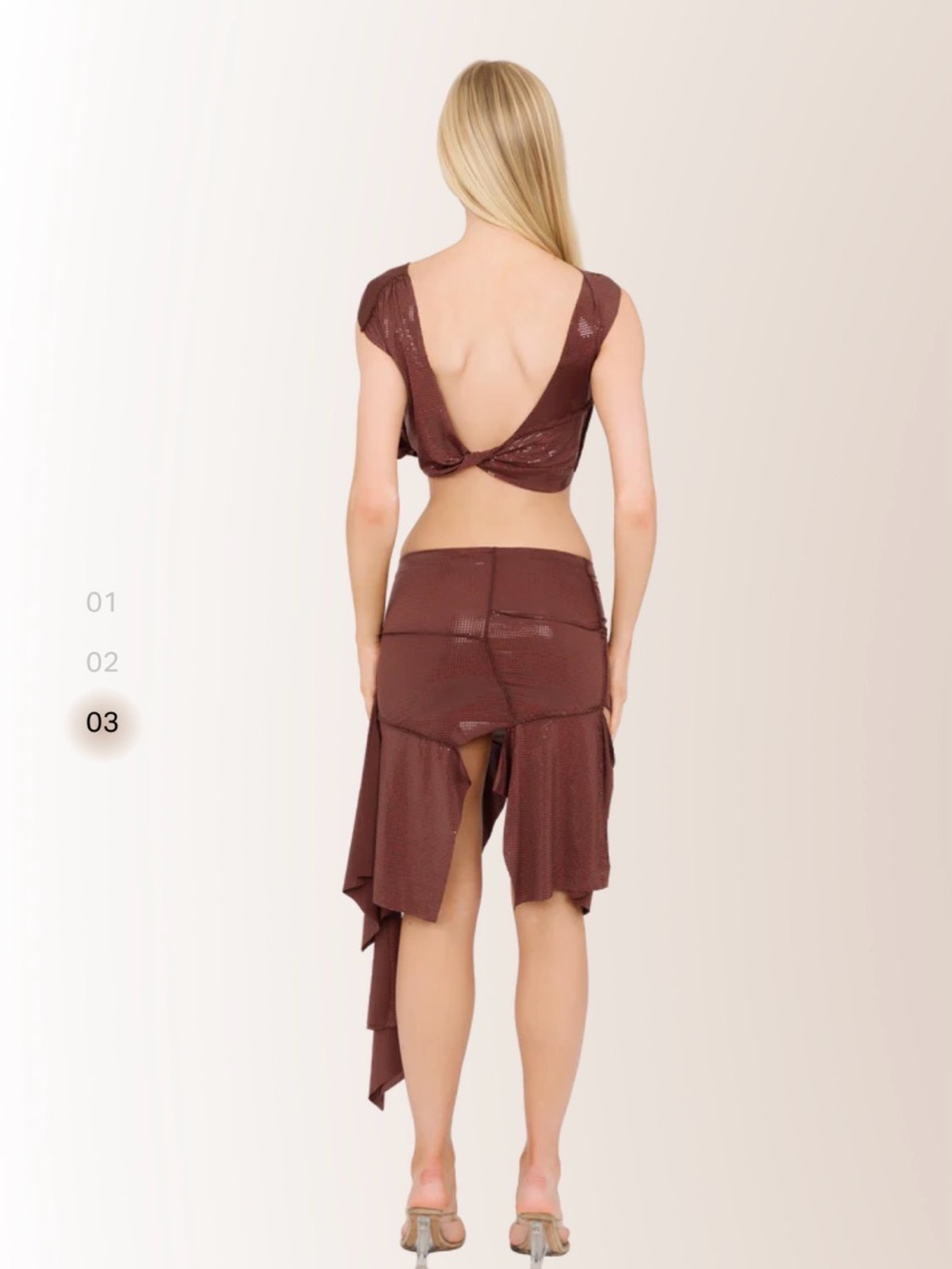 Asymmetrical Brown Twist-Back Crop top coucoo brand new